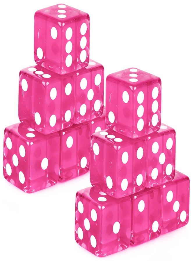 Abilat 12 Pieces 19mm Casino Dice Set Translucent 6 Sided Game Dices Square Corner Acrylic Dice for Casino Vegas Theme Birthday Party Supplies Table Games Board Games (Rose Red) - Image 1